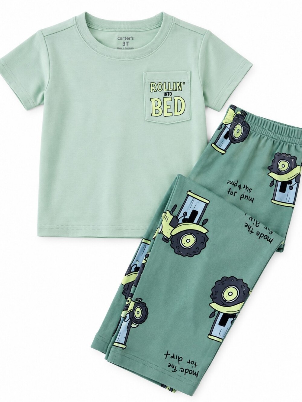 New!! Carter's 2-Piece Tractor Pajama Set | Boys Size 3T | "Rollin' Into Bed"